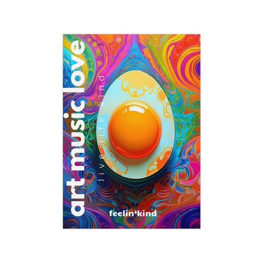 Colorful album cover with abstract design of a psychedelic egg.