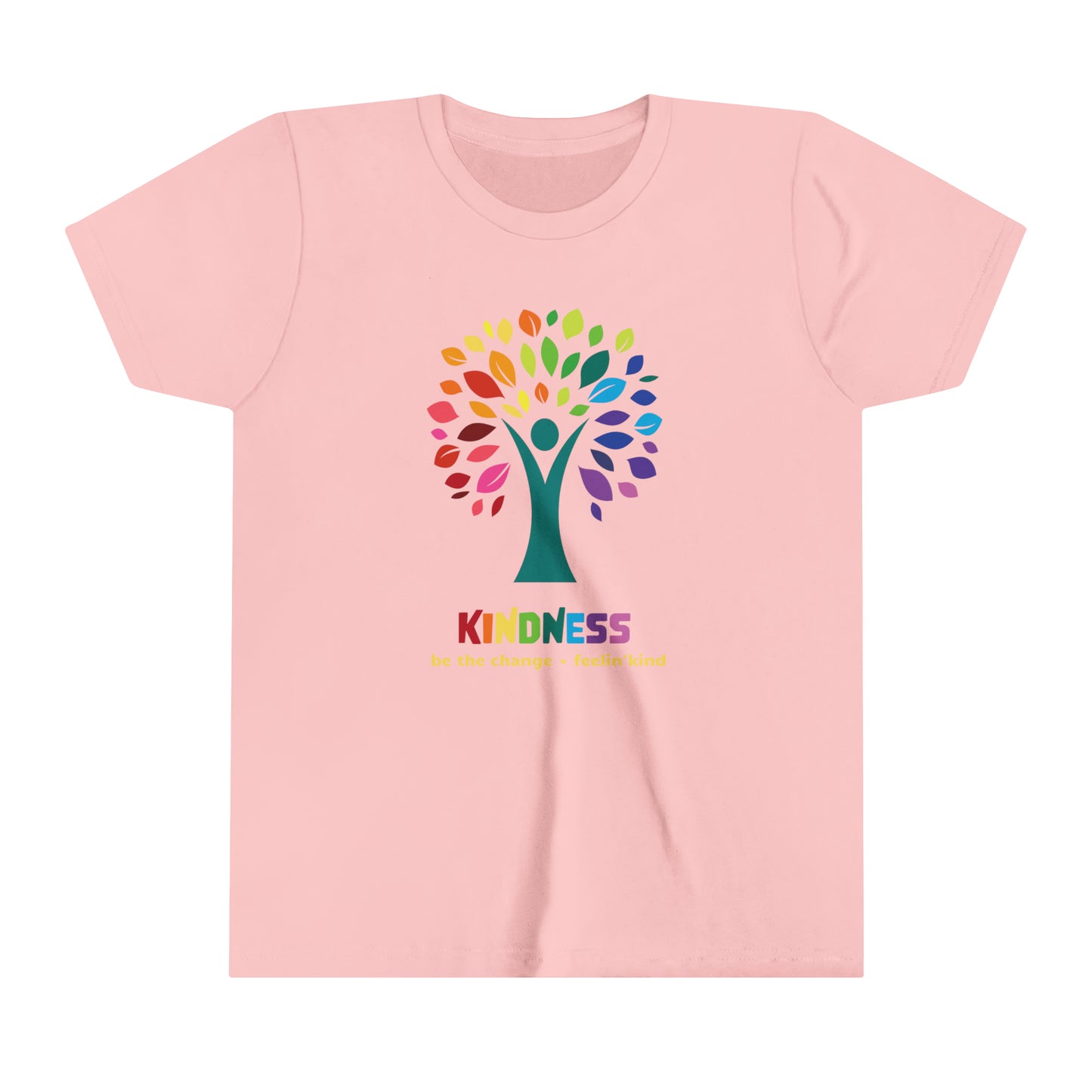 Feelin'Kind Kindness Tree design on a pink t-shirt