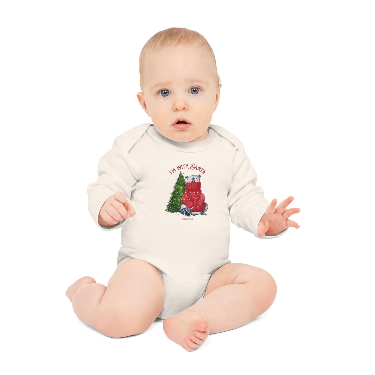 I'm With Santa" Organic Long-Sleeve Bodysuit