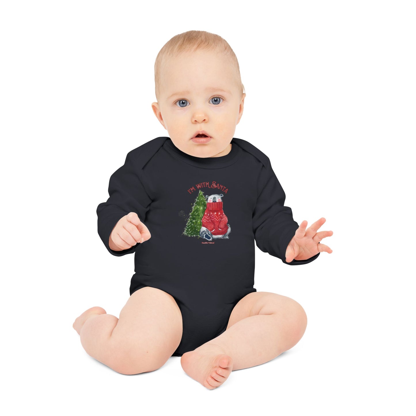 I'm With Santa" Organic Long-Sleeve Bodysuit