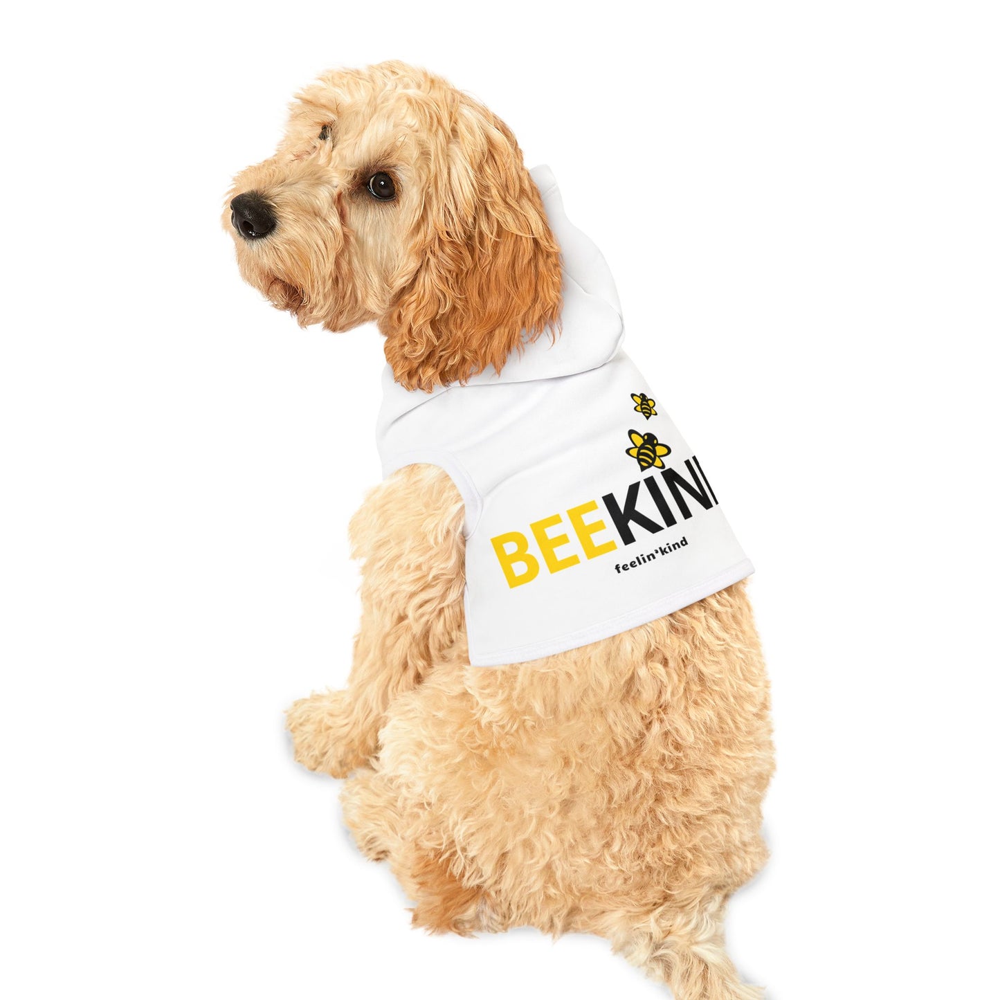 Pet Hoodie — "BEE KIND" Yellow Bee Graphic Dog & Cat Hoodie