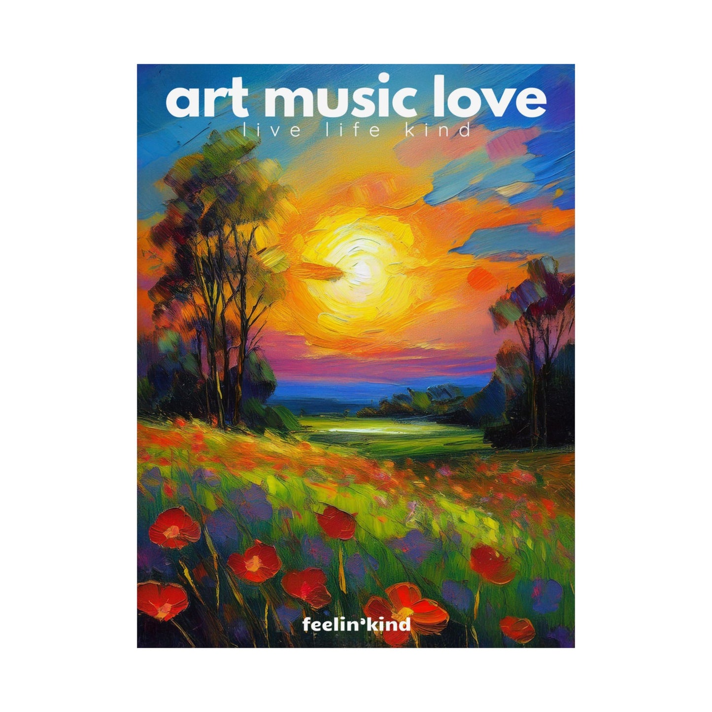 Art Music Love – Tulip Sunset Landscape Poster