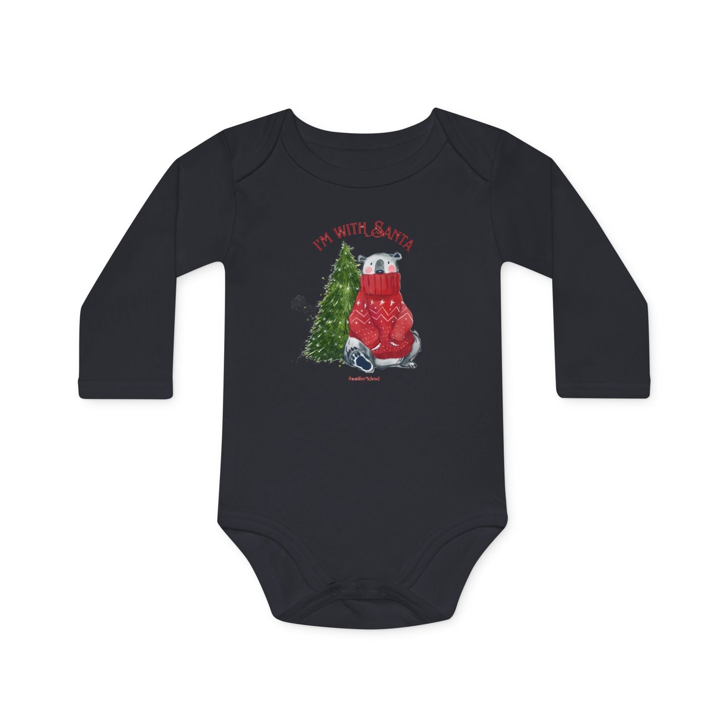 I'm With Santa" Organic Long-Sleeve Bodysuit