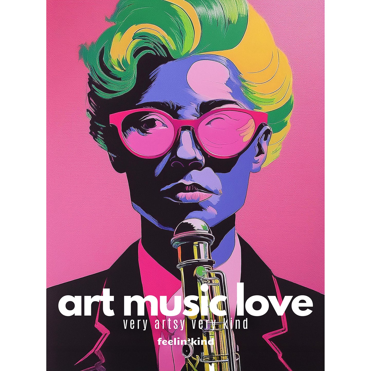 Art Music Love – Neon Sax Music Poster