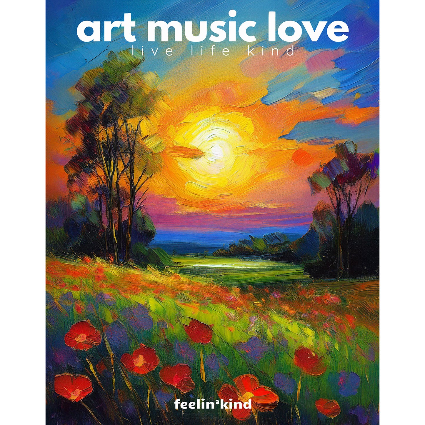 Art Music Love – Tulip Sunset Landscape Poster