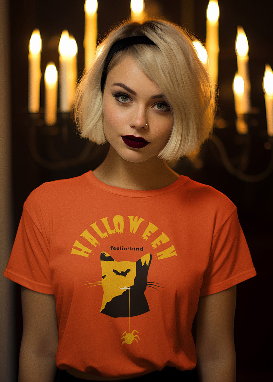 Halloween Cat & Spider Tee